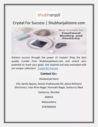 Crystal For Success | Shubhanjalistore.com