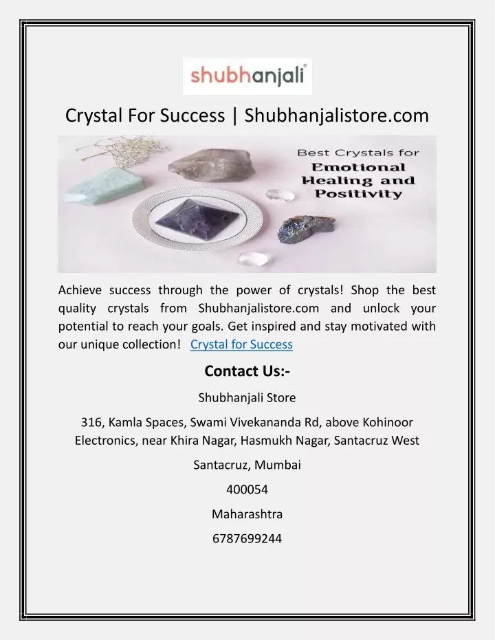 crystal for success shubhanjalistore com