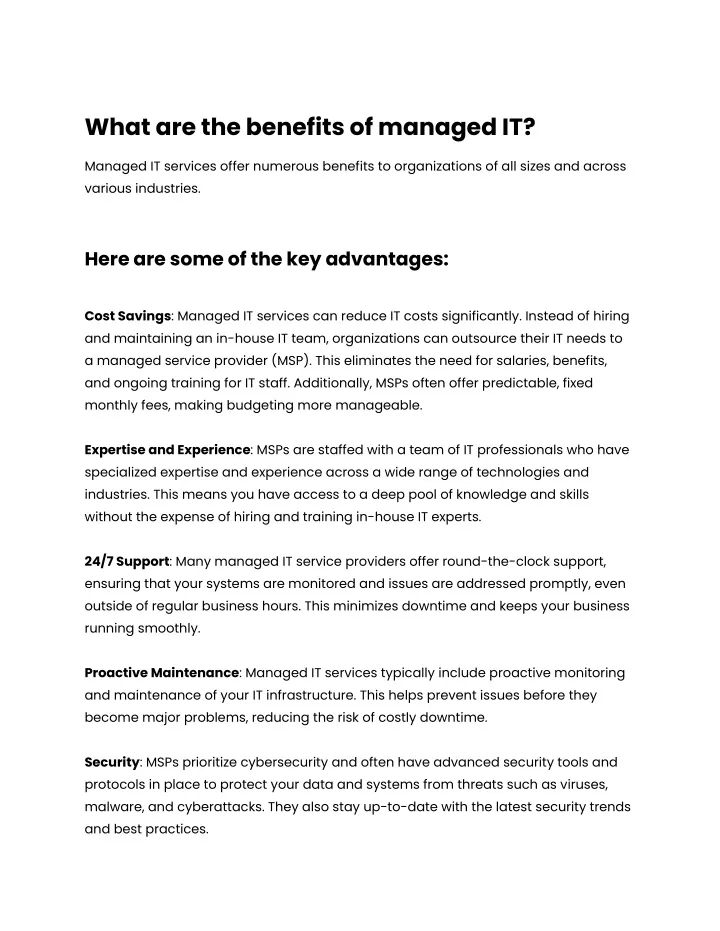 what are the benefits of managed it