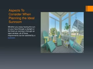 aspects to consider when planning the ideal sunroom