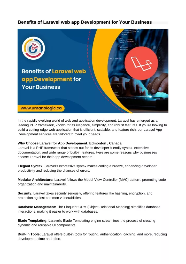 benefits of laravel web app development for your