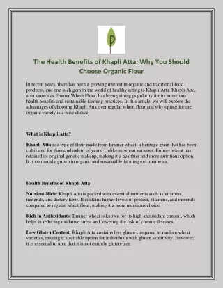 The Health Benefits of Khapli Atta Why You Should Choose Organic Flour