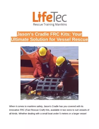 Jason's Cradle FRC Kits: Your Ultimate Solution for Vessel Rescue