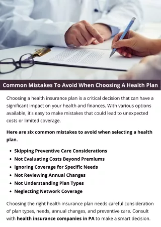 Common Mistakes To Avoid When Choosing A Health Plan