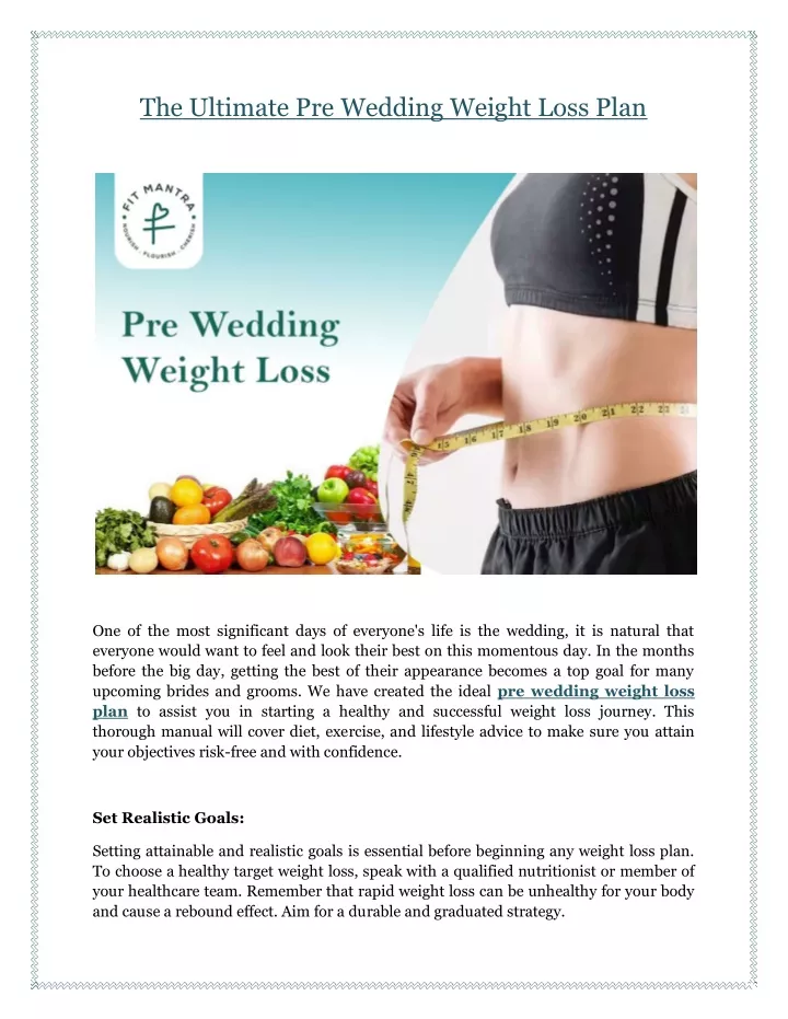 the ultimate pre wedding weight loss plan