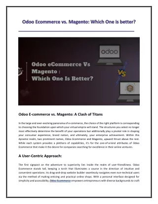 Odoo Ecommerce vs. Magento Which One is better