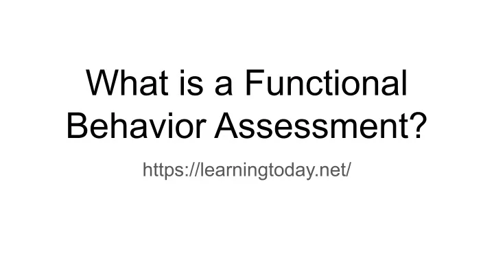 what is a functional behavior assessment