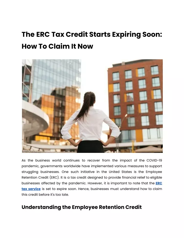 the erc tax credit starts expiring soon