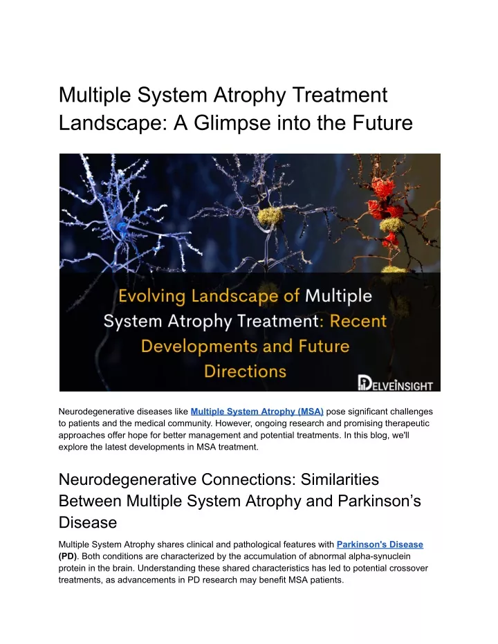 multiple system atrophy treatment landscape