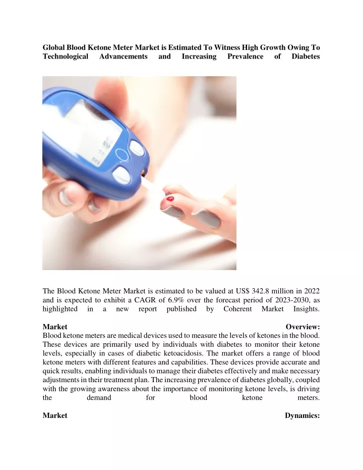 global blood ketone meter market is estimated