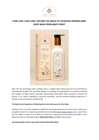 PURE LOVE, PURE CARE_ EXPLORE THE MAGIC OF AYURVEDA-INSPIRED BABY BODY WASH FROM BABY FOREST