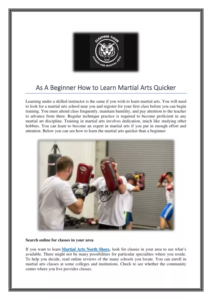 as a beginner as a beginner how to learn martial