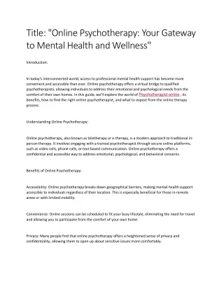 title online psychotherapy your gateway to mental