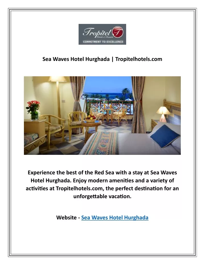 sea waves hotel hurghada tropitelhotels com