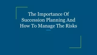 the importance of succession planning