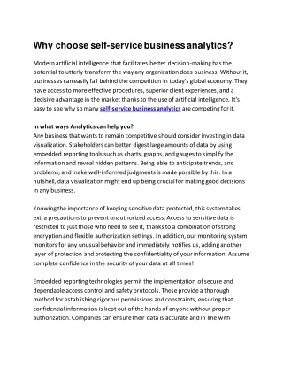 Why choose self-service business analytics