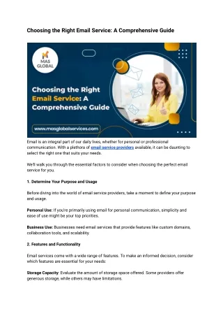 Choosing the Right Email Service: A Comprehensive Guide