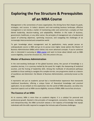 exploring the fee structure prerequisites