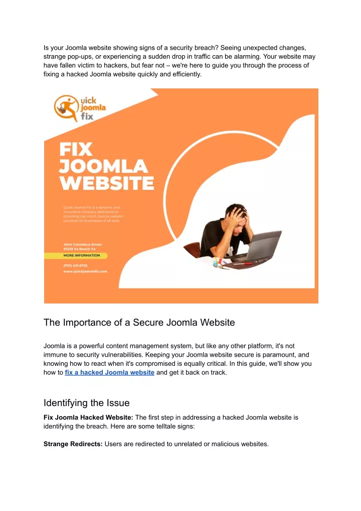 is your joomla website showing signs