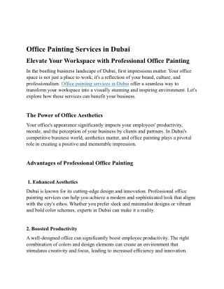 Office Painting Services in Dubai