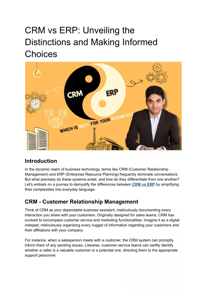 crm vs erp unveiling the distinctions and making