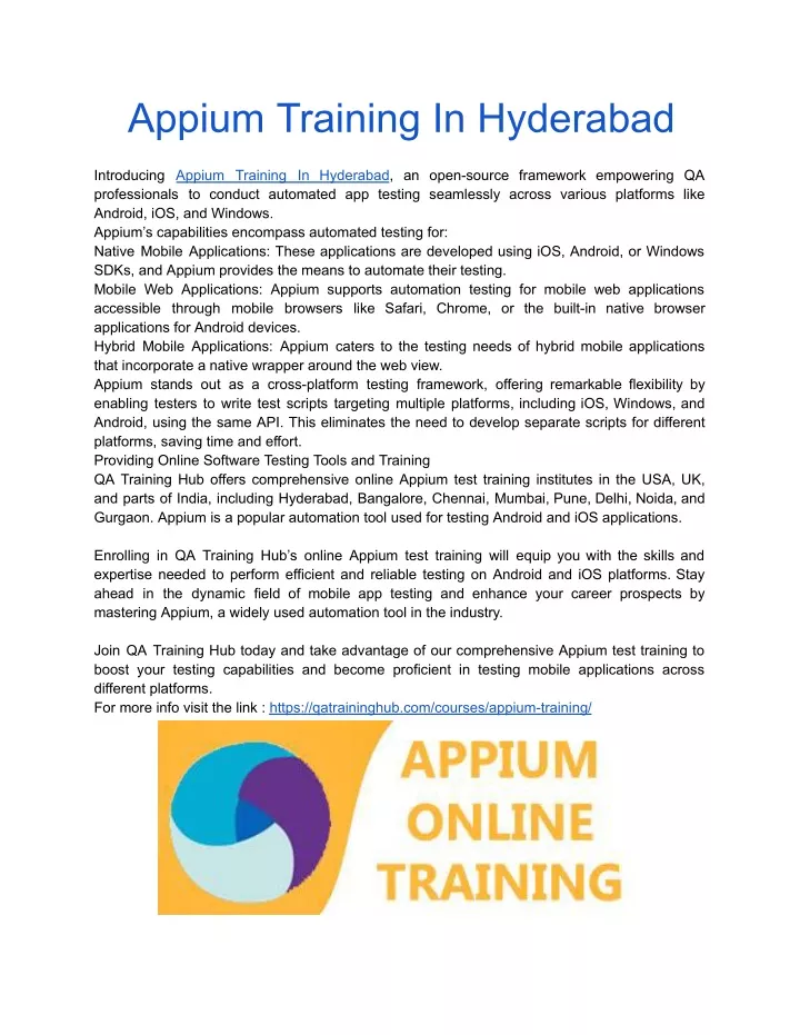 appium training in hyderabad