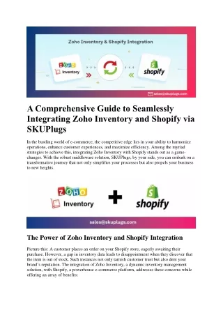 Integrating Zoho Inventory and Shopify via SKUPlugs