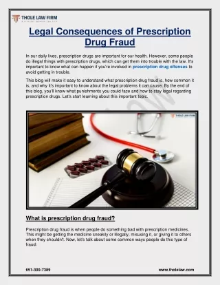 Legal Consequences of Prescription Drug Fraud