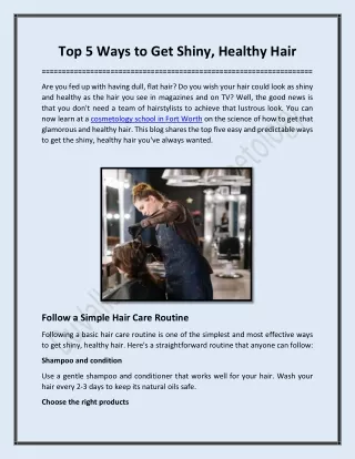 Top 5 ways to get shiny, healthy hair