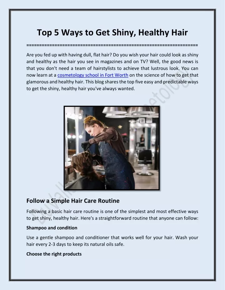 top 5 ways to get shiny healthy hair