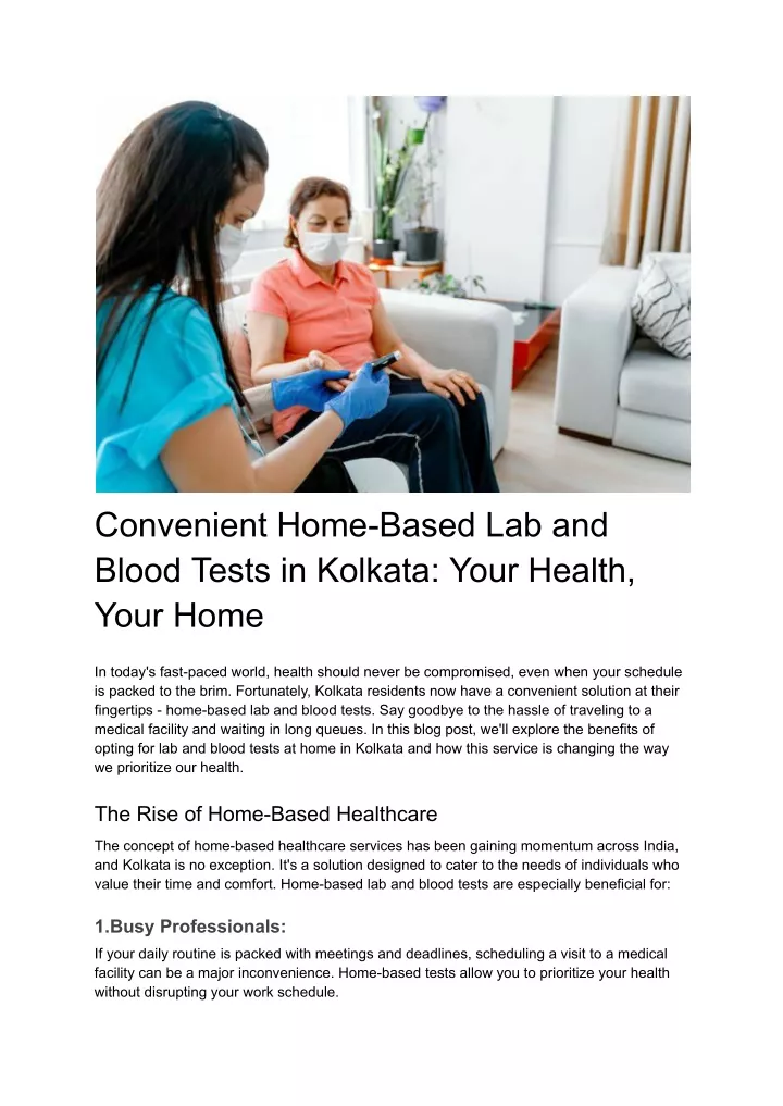convenient home based lab and blood tests