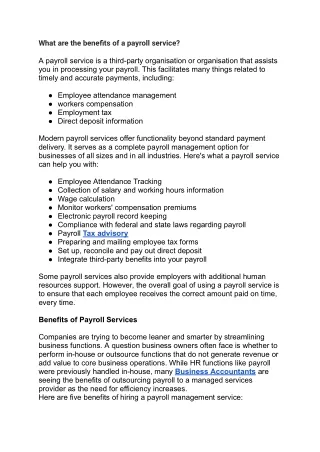 what are the benefits of a payroll service