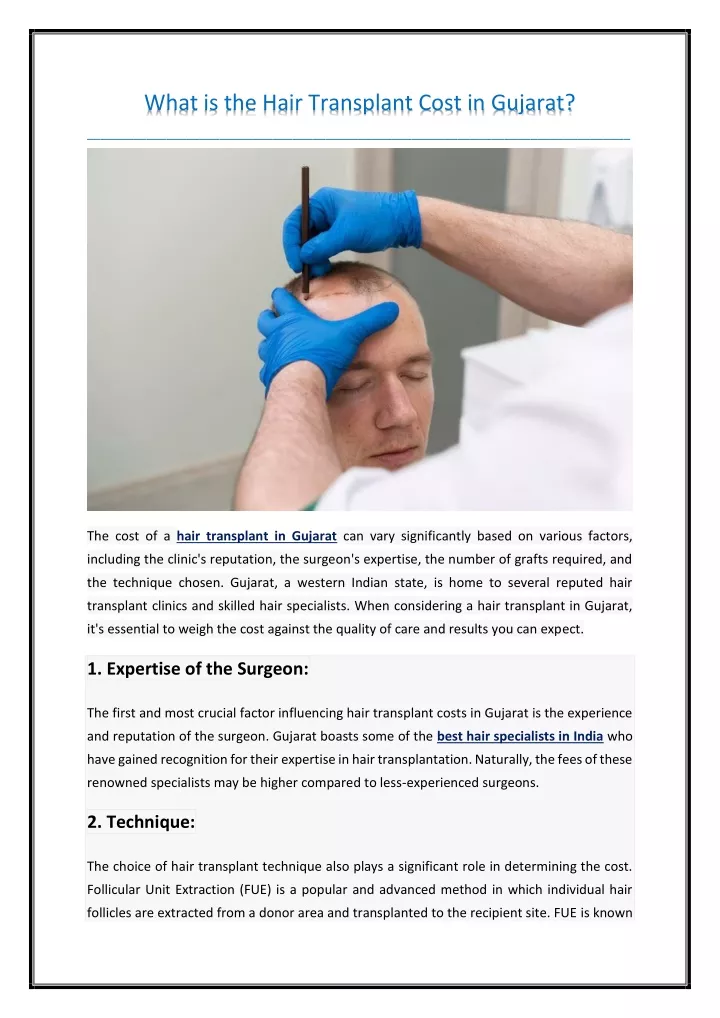 what is the hair transplant cost in gujarat