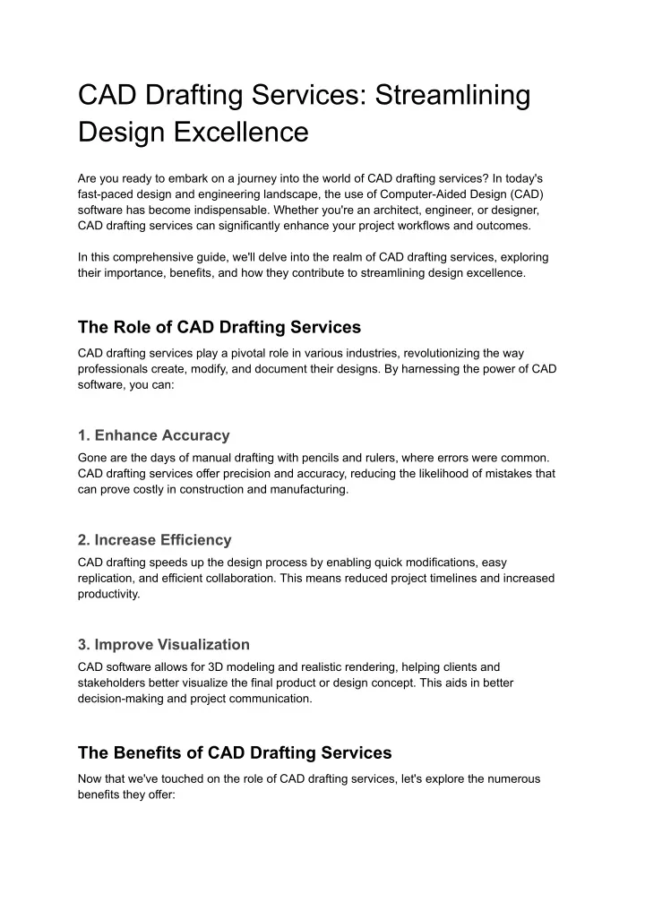 cad drafting services streamlining design