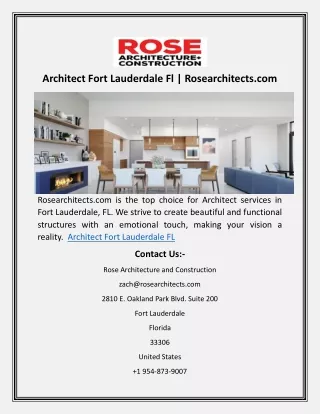 Architect Fort Lauderdale Fl | Rosearchitects.com