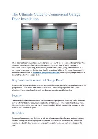 The Ultimate Guide to Commercial Garage Door Installation