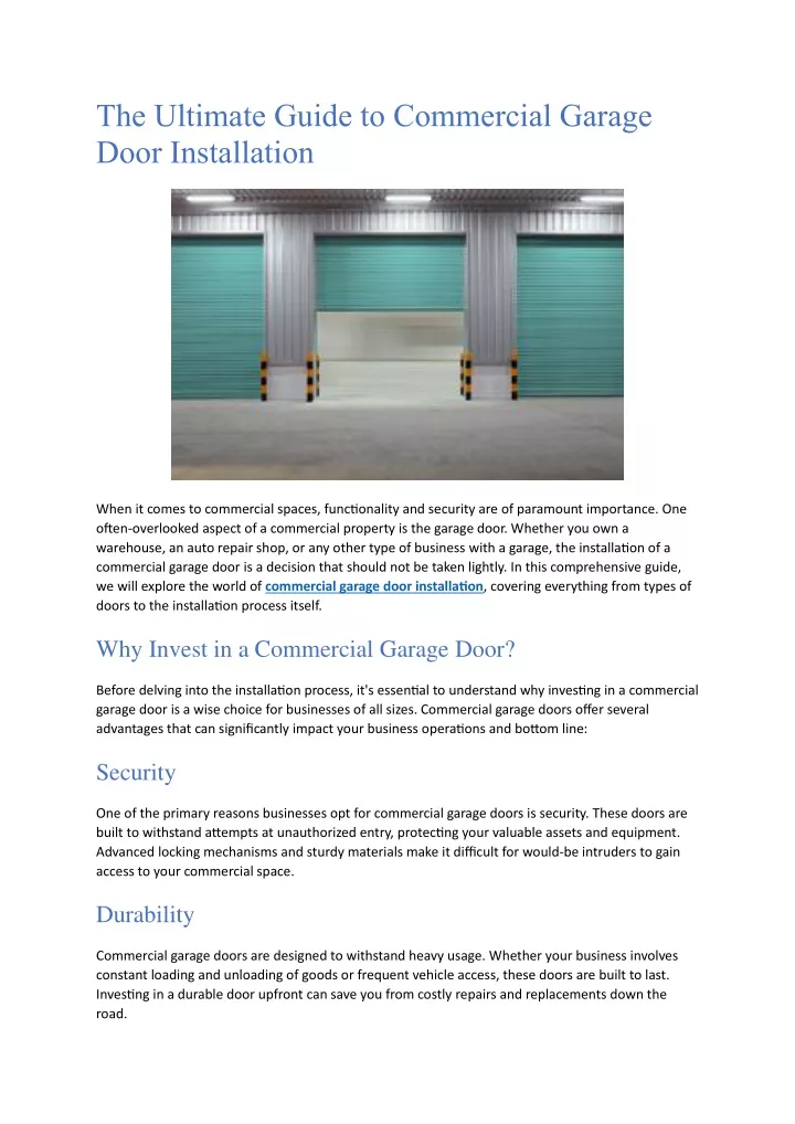 the ultimate guide to commercial garage door