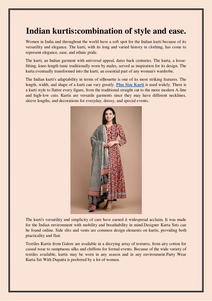 indian kurtis combination of style and ease