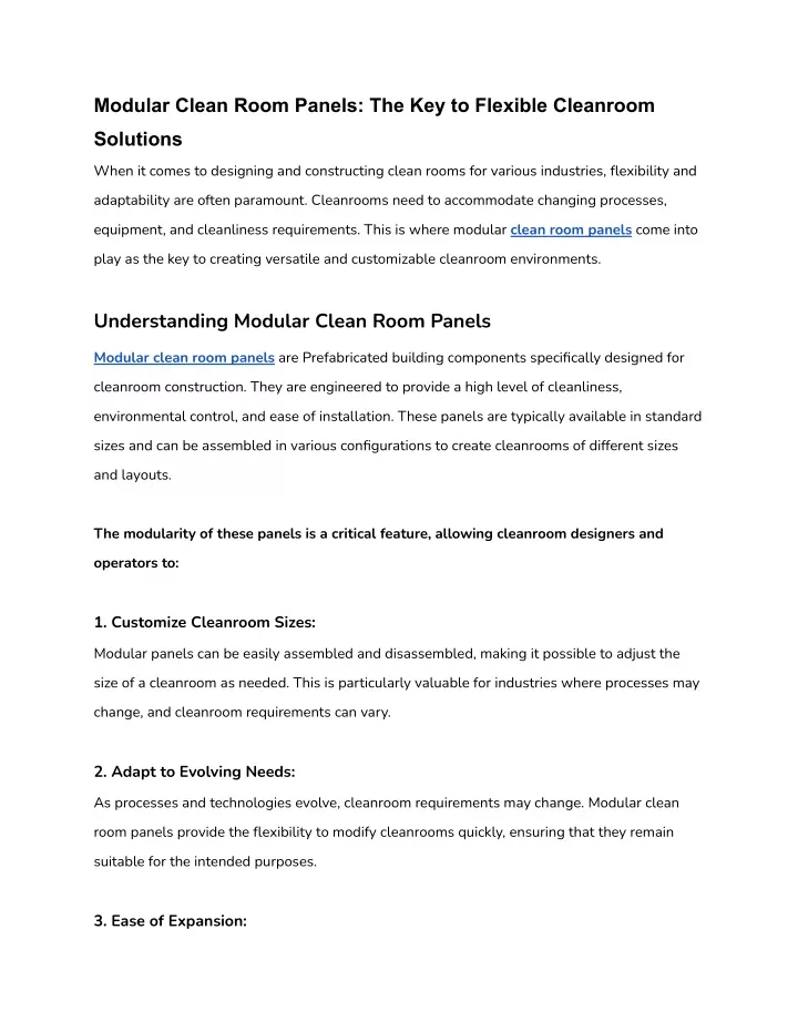 modular clean room panels the key to flexible
