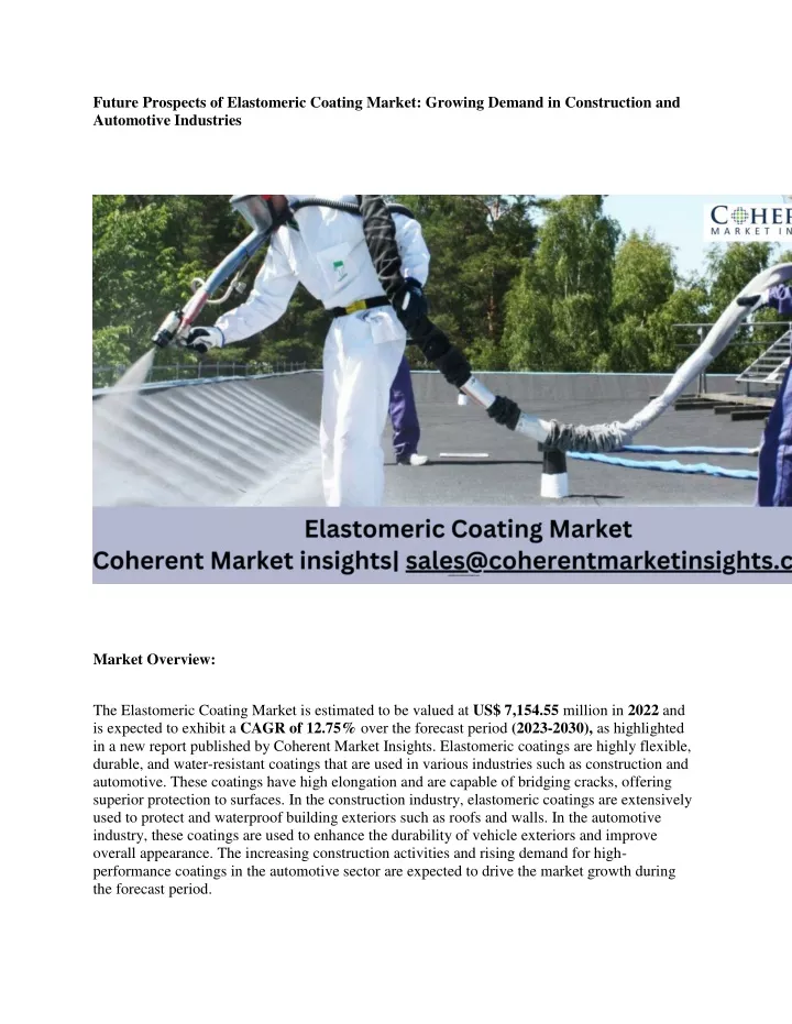 future prospects of elastomeric coating market