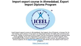 Import Export Management Courses of ICEEL, Import export business course