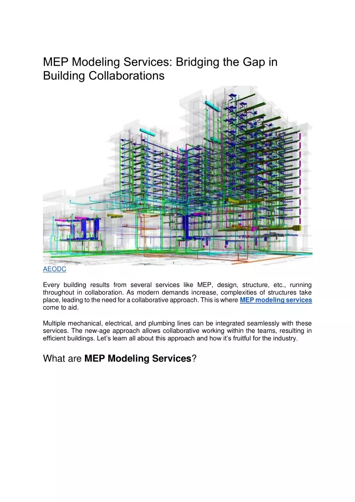 mep modeling services bridging