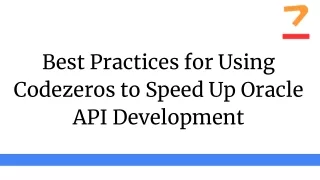 best practices for using codezeros to speed