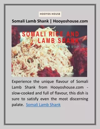 Somali Lamb Shank | Hooyoshouse.com