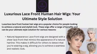 Luxurious Lace Front Human Hair Wigs: Your Ultimate Style Solution
