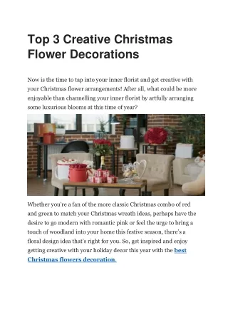 Top 3 Creative Christmas Flower Decorations