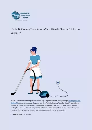 Fantastic Cleaning Team Services Your Ultimate Cleaning Solution in Spring