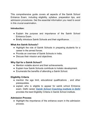 Sainik School Entrance Exam_ Everything You Need to Know_