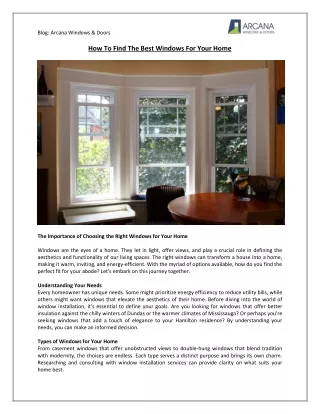 How to Find the Best Windows for Your Home