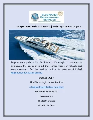 Registration Yacht San Marino | Yachtregistration.company